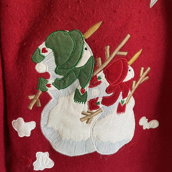 Take Two Snowman Wool Blend Ugly Sweater Women’s Size XL Applique Embroidered - Picture 5 of 7